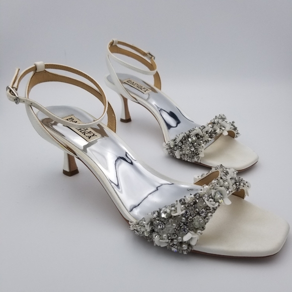 Badgley Mischka Shoes - Badgley Mischka Telissa Kitten Heel Sandals, Soft White, Women's Size 9.5